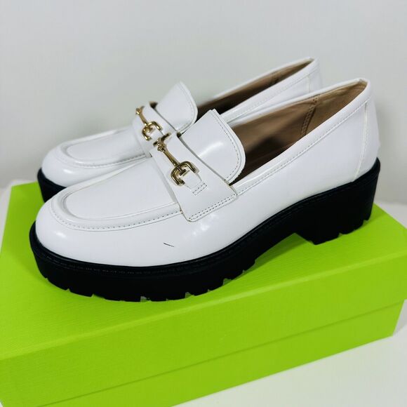 Sam Edelman Tully White Box Slip On Chunky Lug Sole Leather Loafers Sz 7 NWB - Picture 8 of 14